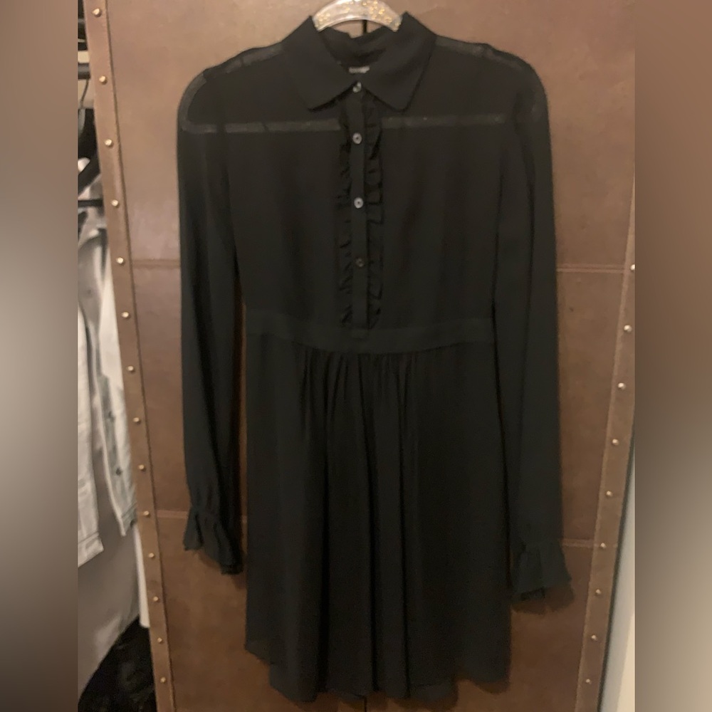 Express Elegant SILK Black Long Sleeve Dress